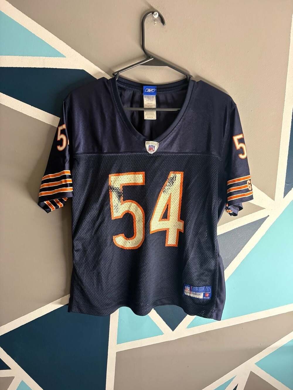 Vintage Reebok NFL Chicago Bears Brian Urlacher 54 Navy Blue Mesh Football Jerse - Picture 2 of 7